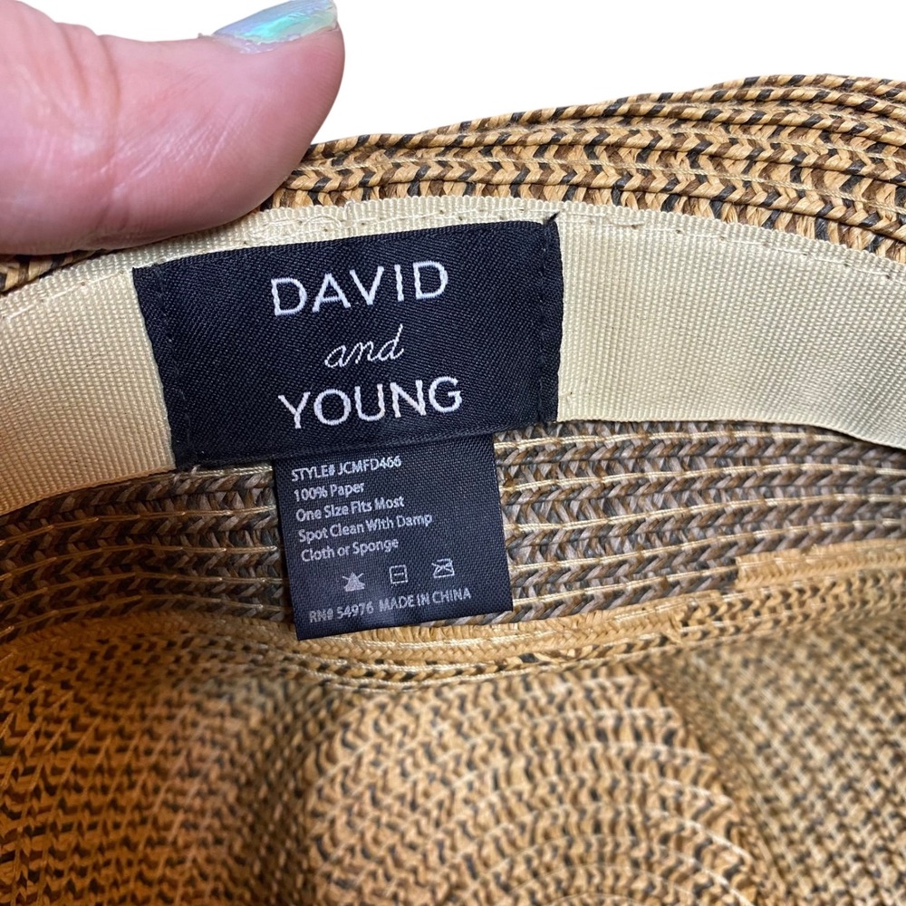 David and Young Straw‎ Fedora Hat Women's One Size Paper Banded Resort Vacation - Picture 4 of 4